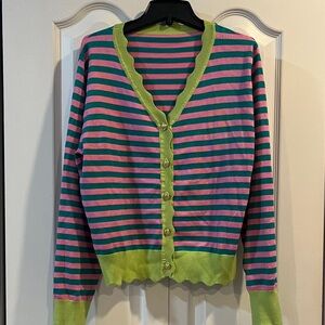 Striped Green and Pink Women's Sweater